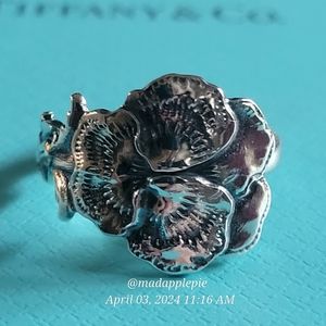 1885 Tiffany & Co.  Pansey Spoon Ring Sterling Floral Luxury Celebrity #58